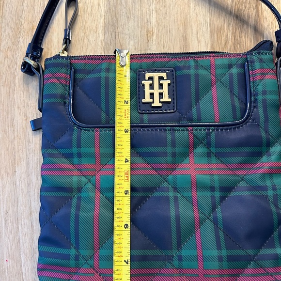 Tartan Plaid Quilted Tommy Hilfiger Crossbody Purse Preppy Green Blue New - Picture 4 of 8